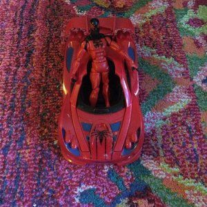 Spiderman action figure and car